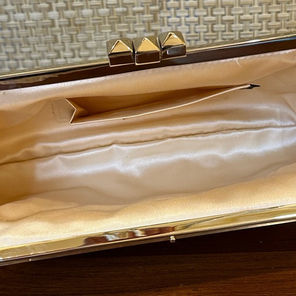 VTG 1980-90s Kate Landry Pleated Champagne Satin 3-Way Convertible Evening Bag - Picture 10 of 16